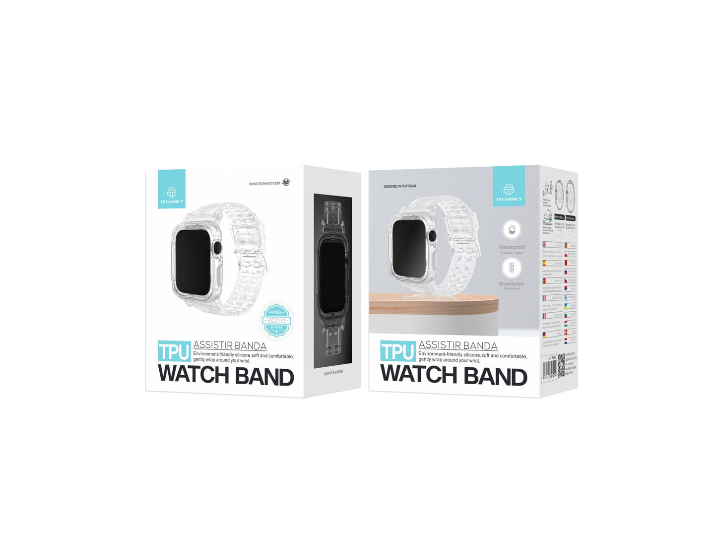 Pulseira de silicone para relógio Techancy, KC2111, compatível com Apple Watch 42-44 mm, Preto