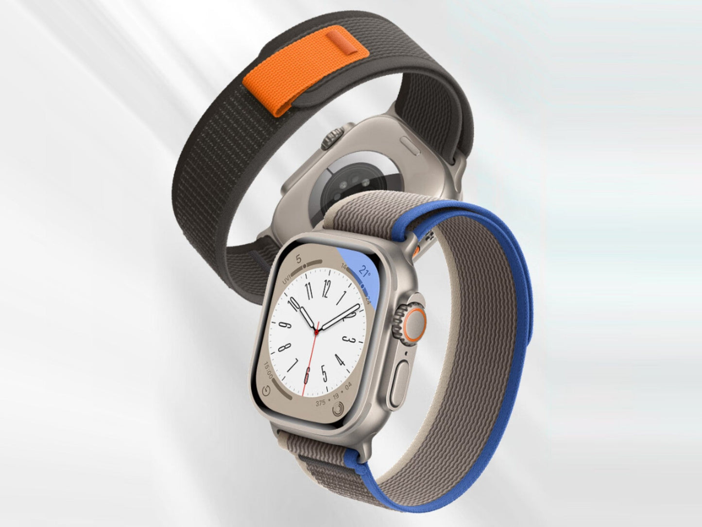 Techancy Faixa Desportiva Cinzenta KC2121, Compatível Com Apple Watch Ultra 42 Mm/44 Mm/45 Mm/49 Mm, Nylon E Velcro, Fecho Ajustável.