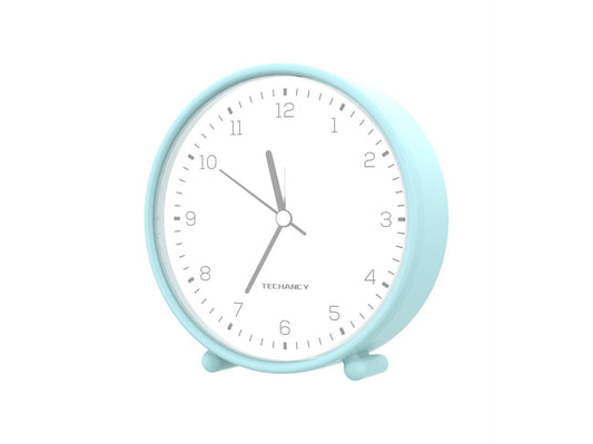 Techancy Mini despertador de mesa ME2624 silencioso números grandes espelho HD corpo ABS portátil para quarto e secretária cor azul